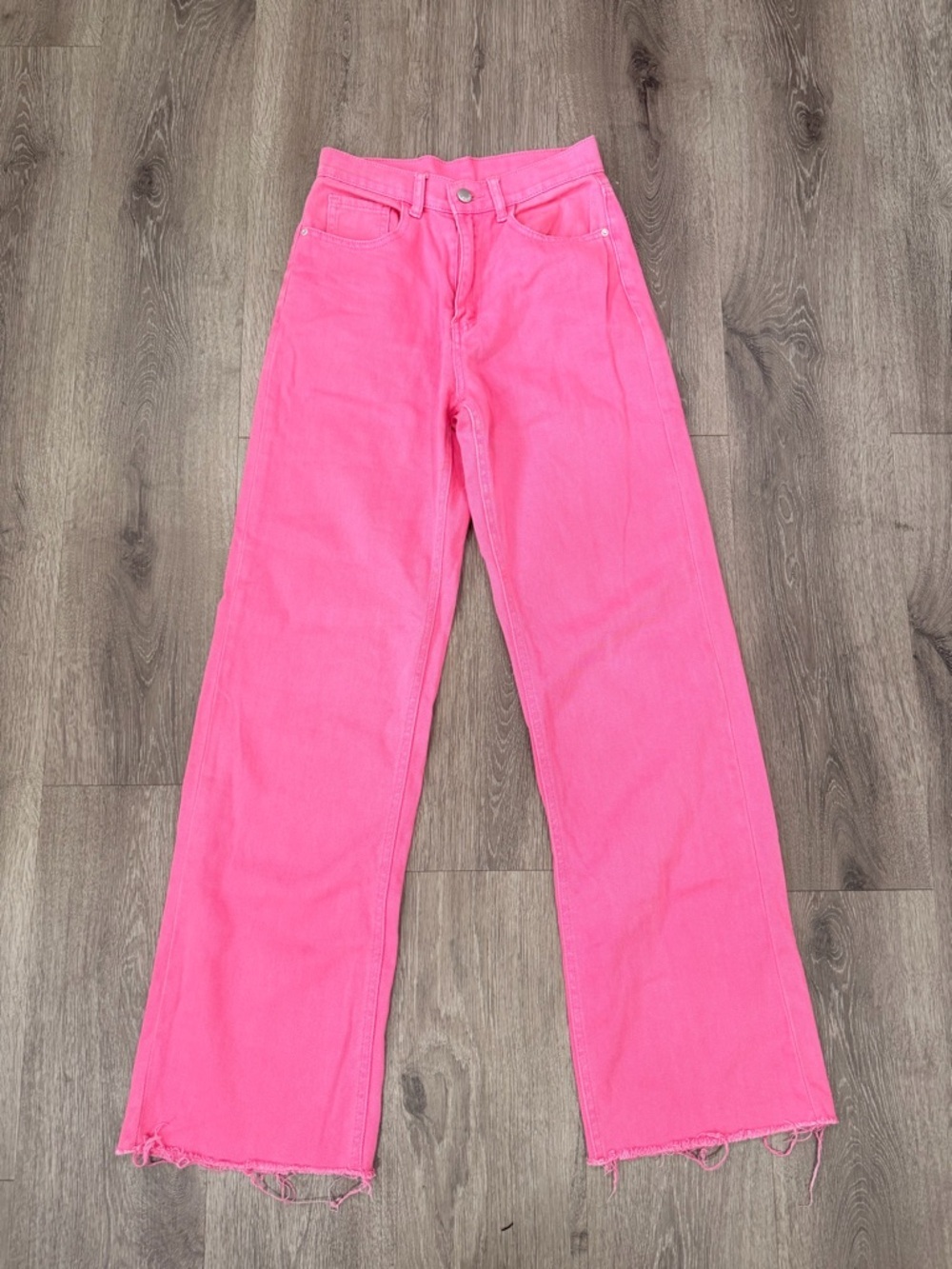 SHEIN Hot Pink High-Rise Wide Leg Jeans